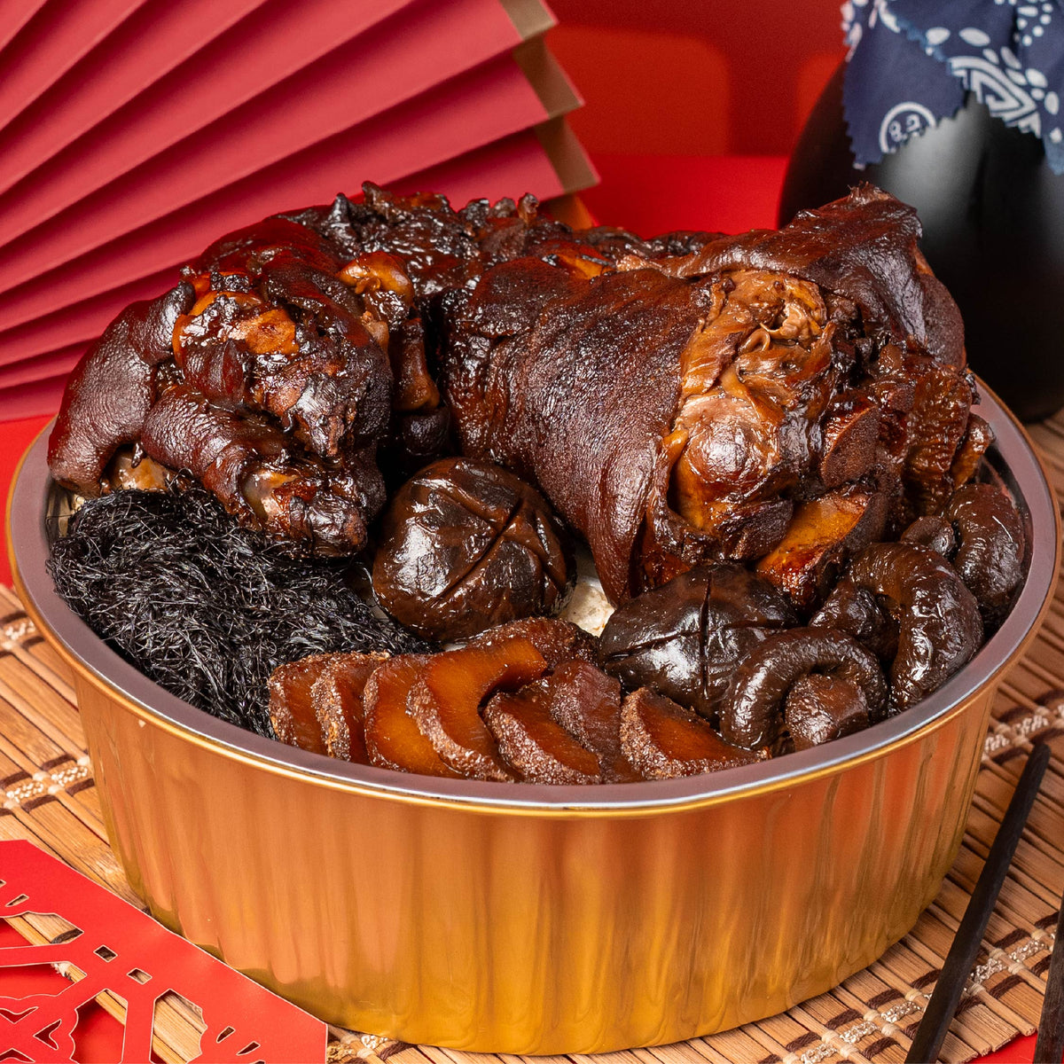 Prosperity Pork Knuckle in its serving pot
