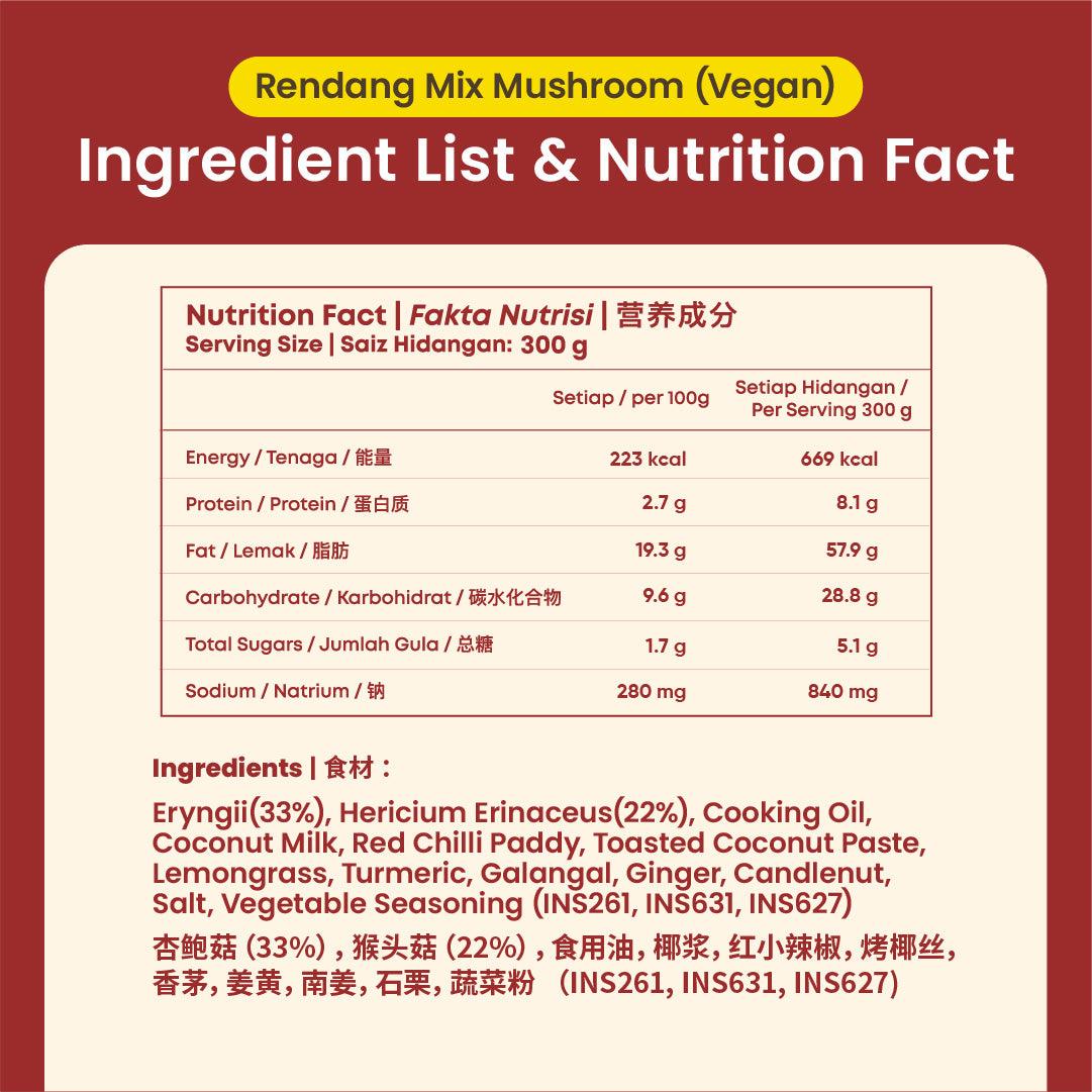 素冷当鲜菇丁 Rendang Mixed Mushroom